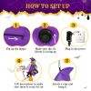 3.9 FT Halloween Inflatable Witch Riding Broom Broke Out from Window Outdoor Decorations, Scary Blow up Decor
