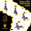 3.9 FT Halloween Inflatable Witch Riding Broom Broke Out from Window Outdoor Decorations, Scary Blow up Decor