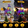 3.9 FT Halloween Inflatable Witch Riding Broom Broke Out from Window Outdoor Decorations, Scary Blow up Decor