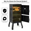 Vertical 2-Tier Charcoal BBQ Smoker Grill with Temperature Gauge