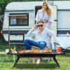Foldable Charcoal BBQ Grill with Shelf – Portable Stainless Steel Tabletop Grill