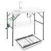 2-in-1 Folding Fish Cleaning Table with Double Sink
