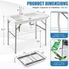 2-in-1 Folding Fish Cleaning Table with Double Sink