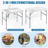 2-in-1 Folding Fish Cleaning Table with Double Sink