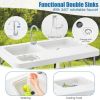 2-in-1 Folding Fish Cleaning Table with Double Sink