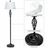 2 Table Lamps & 1 Floor Lamp Set with Fabric Shades