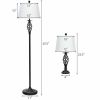 2 Table Lamps & 1 Floor Lamp Set with Fabric Shades