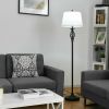2 Table Lamps & 1 Floor Lamp Set with Fabric Shades