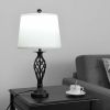 2 Table Lamps & 1 Floor Lamp Set with Fabric Shades