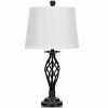 2 Table Lamps & 1 Floor Lamp Set with Fabric Shades