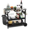 3-Tier Foldable Outdoor Cart with Wheels and Phone Holder