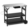 3-Tier Foldable Outdoor Cart with Wheels and Phone Holder