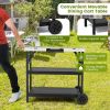 3-Tier Foldable Outdoor Cart with Wheels and Phone Holder