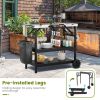 3-Tier Foldable Outdoor Cart with Wheels and Phone Holder