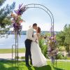 7.9 ft Metal Garden Arch with Side Trellis for Climbing Plants