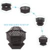 22" Hexagonal Iron Fire Pit Brazier for Backyard & Poolside