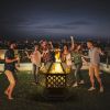 22" Hexagonal Iron Fire Pit Brazier for Backyard & Poolside