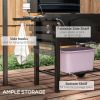 Outsunny Portable Charcoal Grill with Folding Shelves, Thermometer & Wheels