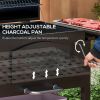 Outsunny Portable Charcoal Grill with Folding Shelves, Thermometer & Wheels