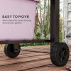 Outsunny Portable Charcoal Grill with Folding Shelves, Thermometer & Wheels