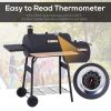 Outsunny 48" Portable Charcoal BBQ Grill & Offset Smoker with Wheels