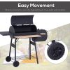 Outsunny 48" Portable Charcoal BBQ Grill & Offset Smoker with Wheels