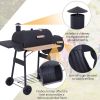 Outsunny 48" Portable Charcoal BBQ Grill & Offset Smoker with Wheels