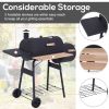 Outsunny 48" Portable Charcoal BBQ Grill & Offset Smoker with Wheels