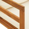 Sun Lounger with 1 Armrest – Cream White Solid Acacia Wood