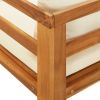 Sun Lounger with 1 Armrest – Cream White Solid Acacia Wood