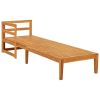 Sun Lounger with 1 Armrest – Cream White Solid Acacia Wood