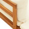 Sun Lounger with 1 Armrest – Cream White Solid Acacia Wood