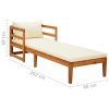 Sun Lounger with Cream White Cushions, Solid Acacia Wood