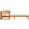 Sun Lounger with Cream White Cushions, Solid Acacia Wood