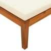 Sun Lounger with Cream White Cushions, Solid Acacia Wood