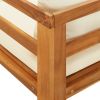 Sun Lounger with Cream White Cushions, Solid Acacia Wood