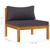 2-Piece Patio Sofa Set with Dark Gray Cushions – Solid Acacia Wood