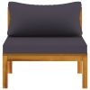 2-Piece Patio Sofa Set with Dark Gray Cushions – Solid Acacia Wood