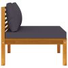 2-Piece Patio Sofa Set with Dark Gray Cushions – Solid Acacia Wood