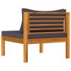 2-Piece Patio Sofa Set with Dark Gray Cushions – Solid Acacia Wood