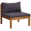 6-Piece Patio Lounge Set with Dark Gray Cushions, Solid Acacia Wood