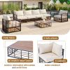 TOPMAX 7-Piece Modern Minimalist Outdoor Patio Sectional Sofa Set – Metal Frame with Rattan Weave & Cushions