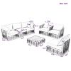 TOPMAX 7-Piece Modern Minimalist Outdoor Patio Sectional Sofa Set – Metal Frame with Rattan Weave & Cushions