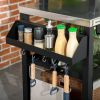 Outsunny Three-Shelf Outdoor Grill Cart with Stainless Steel Tabletop and Side Handle