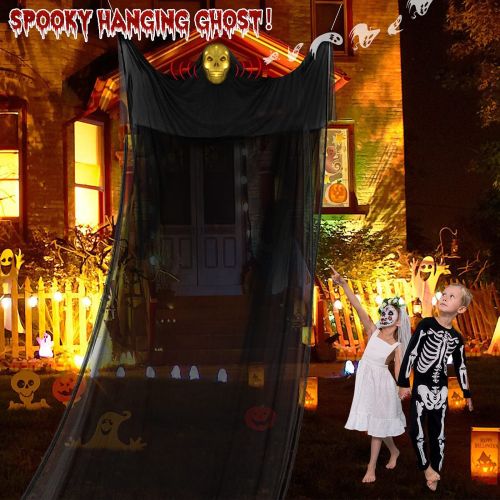 Halloween Scary Hanging Ghost Decoration Creepy Call and LED Flashing Glowing mask Suitable for Indoor and Outdoor Hanging Ghost Wall Decoration