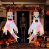 2pcs 47" Halloween Ghost Windsocks Decorations with LED Light – Outdoor Hanging Halloween Decor