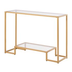 VEVOR 2-Tier Glass Console Table with Tempered Glass Top and Iron Frame
