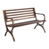 VEVOR Outdoor Bench, 50 inch, Carbon Steel Metal Frame with Slatted Pattern Backrest and Round Edge Armrests, Weatherproof Outside Bench for Patio