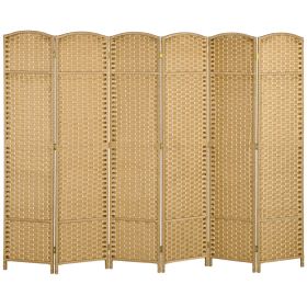 6-Panel Room Divider – 5.6 Ft Tall Freestanding Privacy Screen, Natural Wood Folding Partition