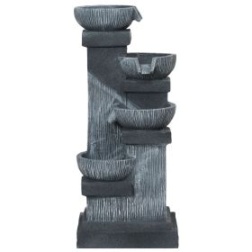 33.5" 4-Tier Outdoor Water Fountain with LED Lights and Pump – Resin Cascading Bowls